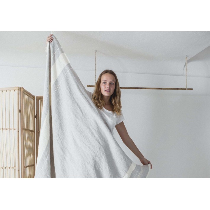 Toalla de playa Fouta - Gray Stripe