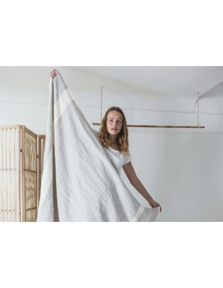 Toalla de playa Fouta - Gray Stripe