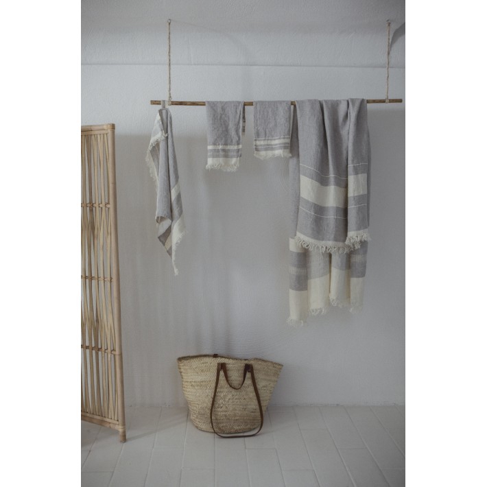 Toalla de playa Fouta - Gray Stripe