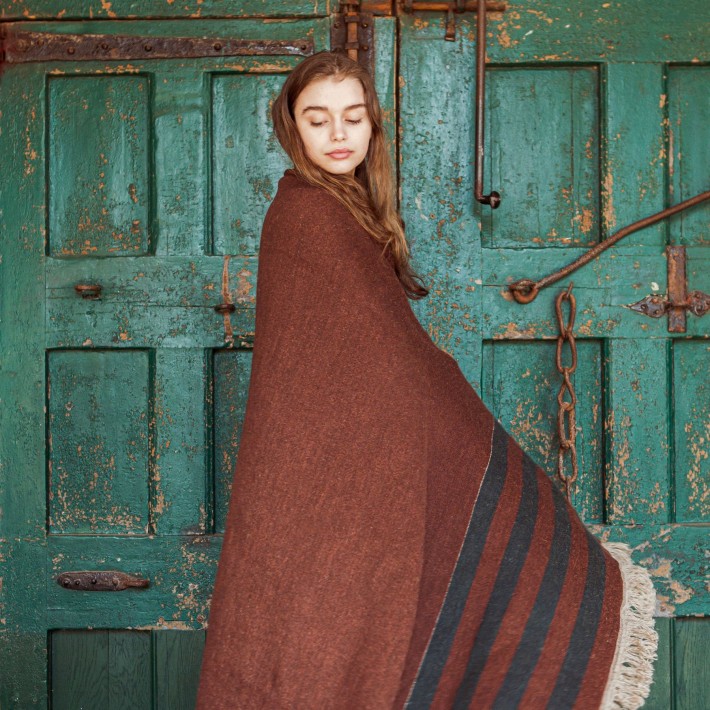 Plaid Juniper Throw Leather