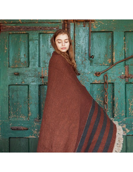 Plaid Juniper Throw Leather