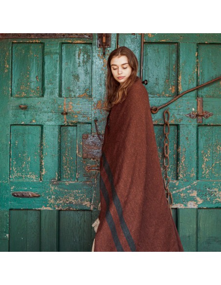 Plaid Juniper Throw Leather