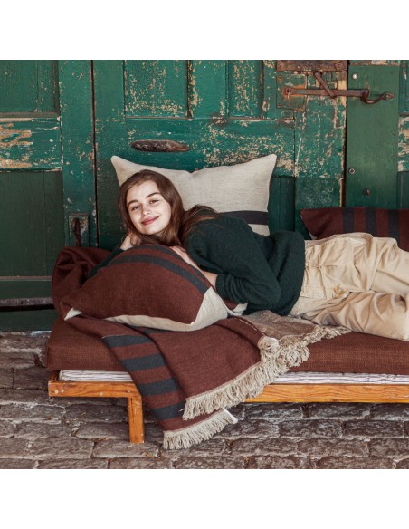 Plaid Juniper Throw Leather