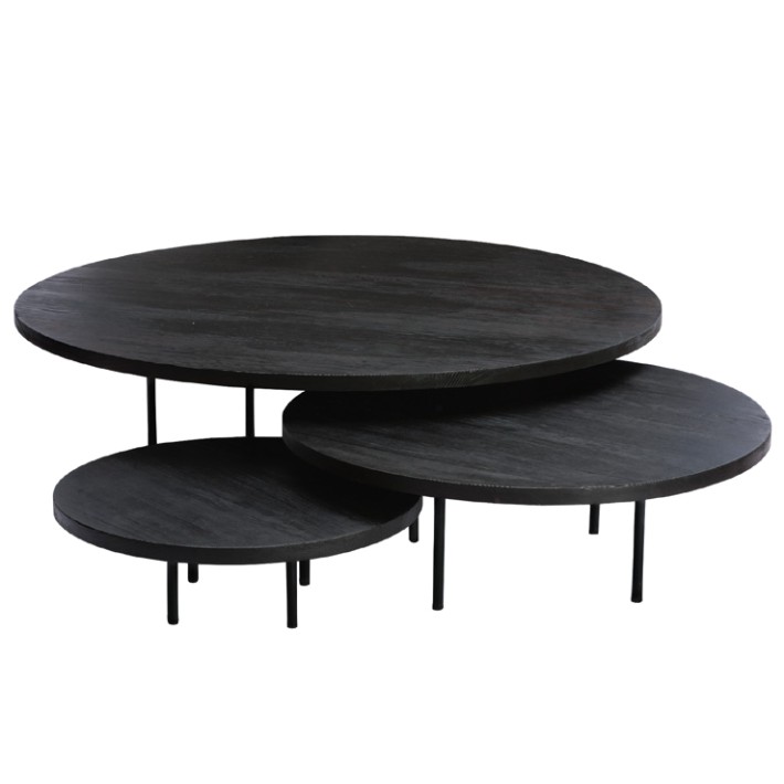 Mesa centro madera quemada