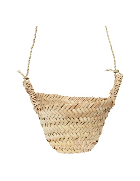 Cesta para colgar en hoja de palmera