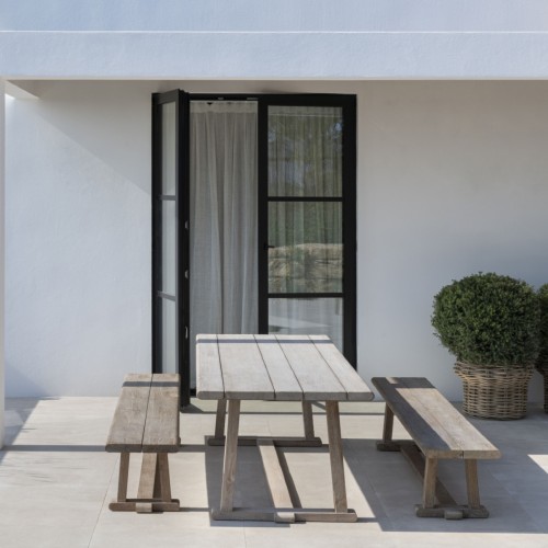 Conjunto para terraza de aluminio mesa redonda y 4 sillones Malmo Anracita