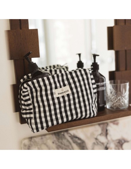 Toilet Bag Algodón Vichy Negro