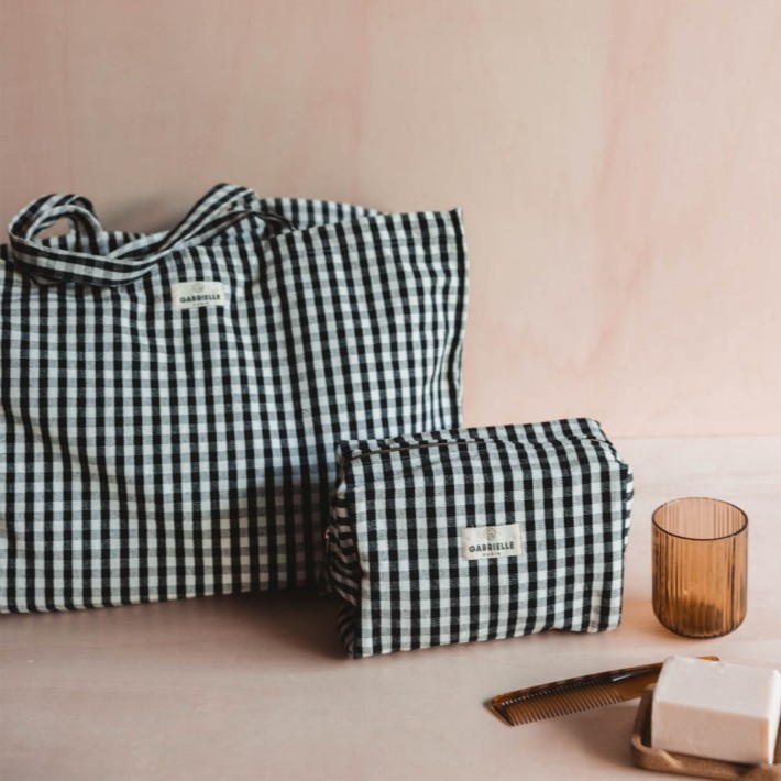 Toilet Bag Algodón Vichy Negro