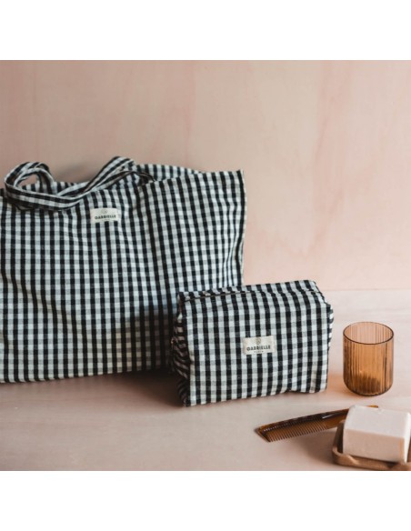 Toilet Bag Algodón Vichy Negro