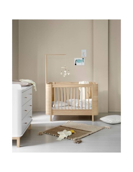 Cuna Wood Mini Roble Natural sin Junior Kit