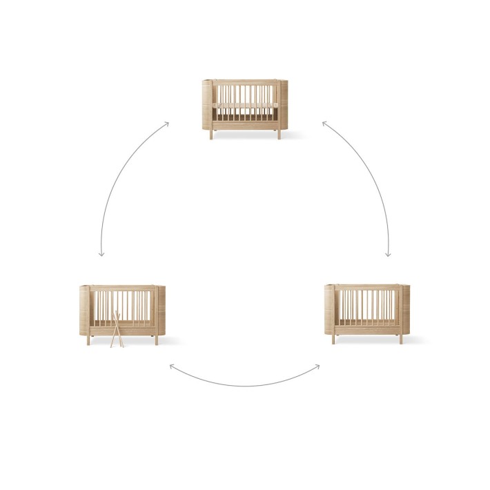 Cuna Wood Mini Roble Natural sin Junior Kit