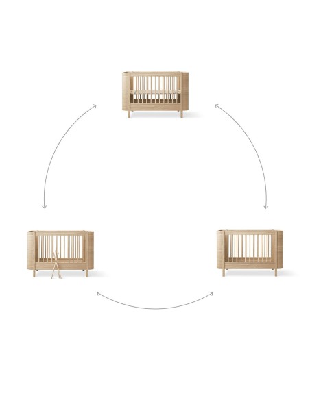 Cuna Wood Mini Roble Natural sin Junior Kit