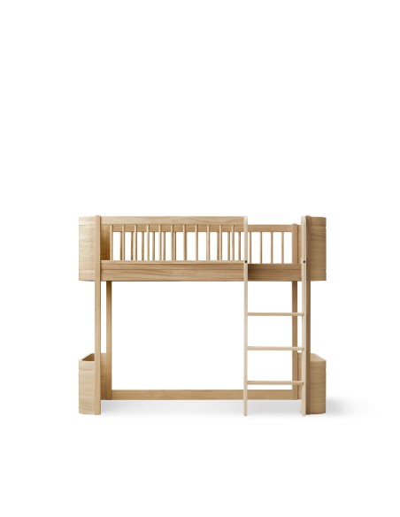 Wood Mini + Low Loft Bed Roble Natural