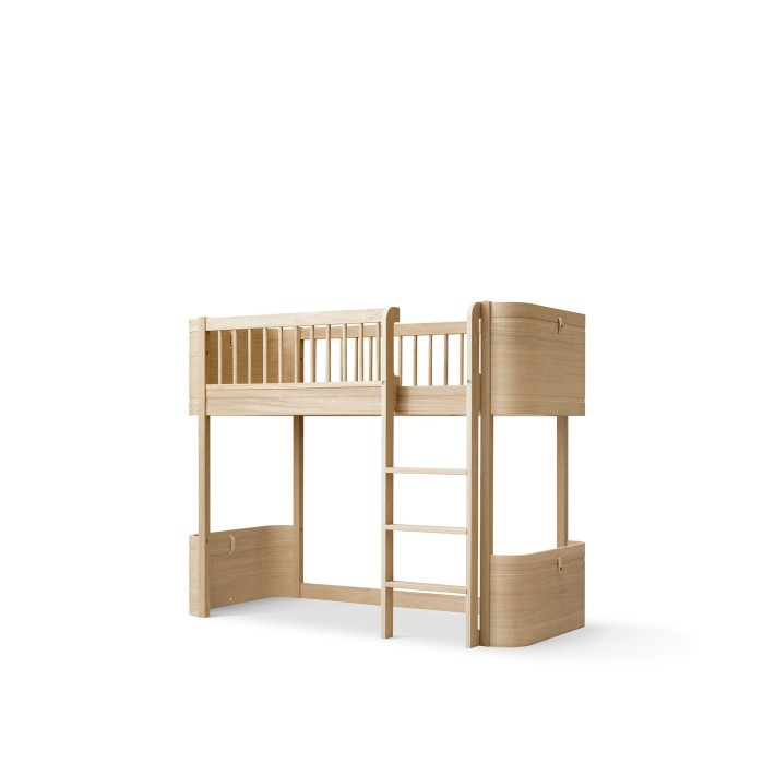Wood Mini + Low Loft Bed Roble Natural