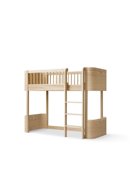 Wood Mini + Low Loft Bed Roble Natural