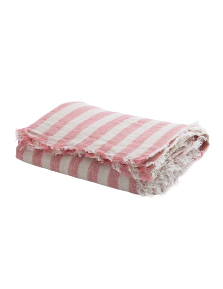 Plaid Vice Versa  Washed Linen Bayadere Pivoine