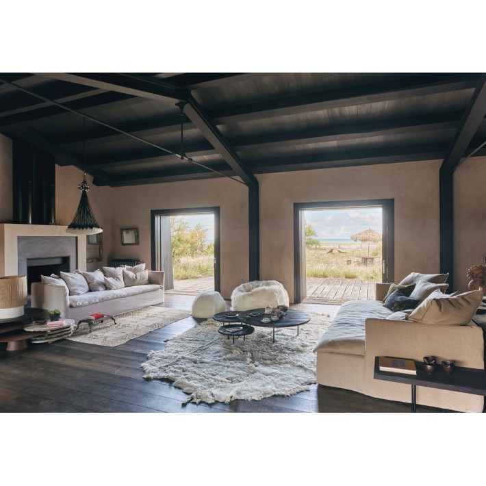 Pouf Bulle Cabra del Tibet Blanco Lino