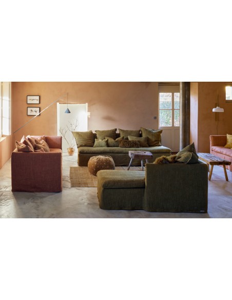 Pouf Bulle en lin Jardin Secret Blush