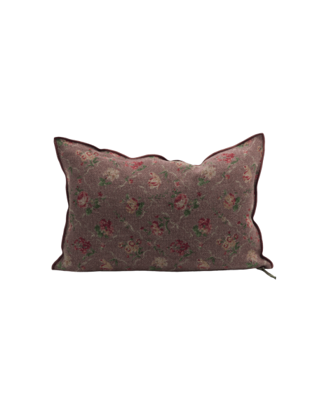 Cojín Vice Versa en Lino Jardin Secret Bois de Rose