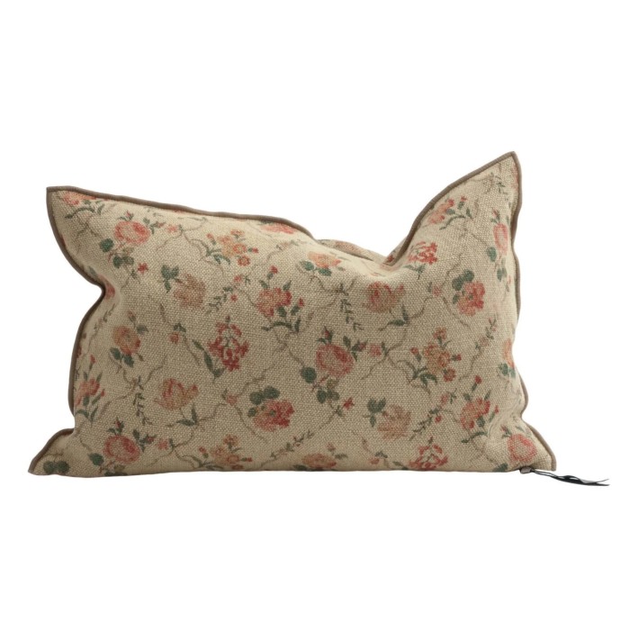 Cojín Vice Versa en Lino Jardin Secret Creme