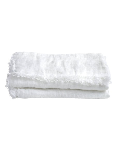 Plaid Gasa de Lino Lavado Flecos - Blanco