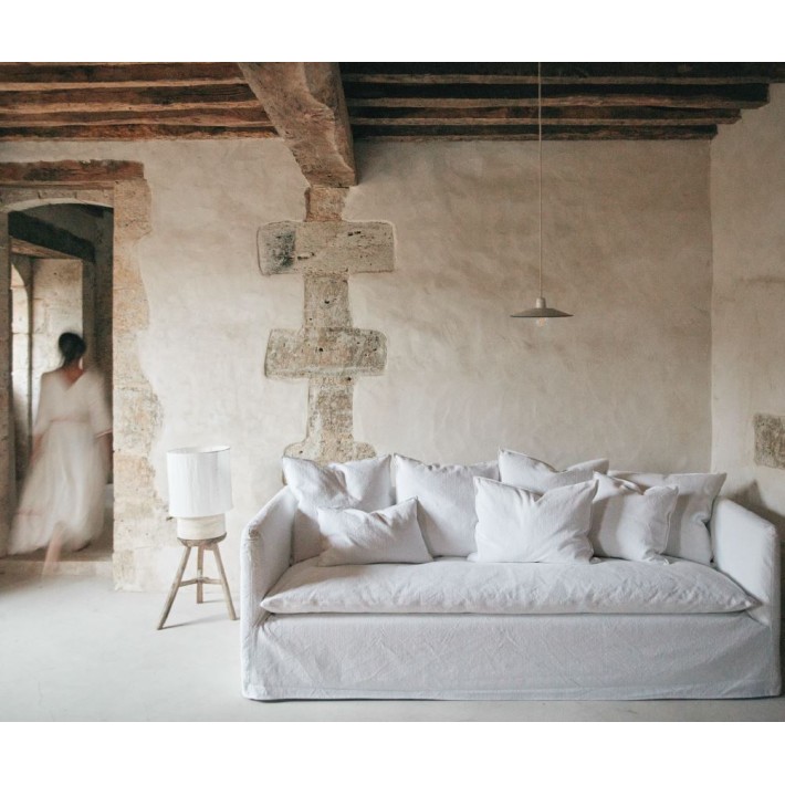 Sofá de Chenilla Blanco Boho 220