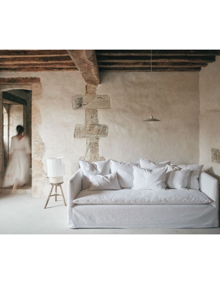 Sofá de Chenilla Blanco Boho 220