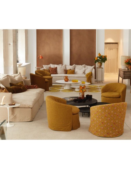 Sofá de Chenilla Blanco Boho 220