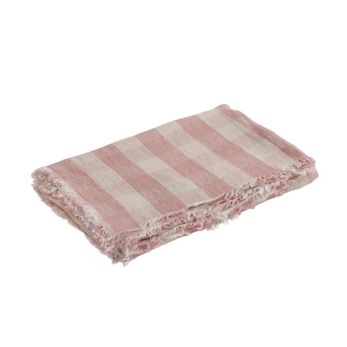 Plaid Vice Versa Frangé Vichy Cottage Bois de Rose