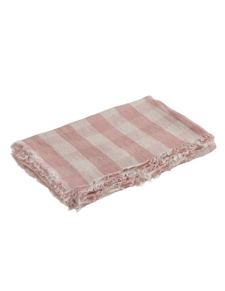 Plaid Vice Versa Frangé Vichy Cottage Bois de Rose