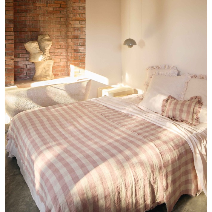 Funda de almohada Boho Frangé Vichy Cottage...