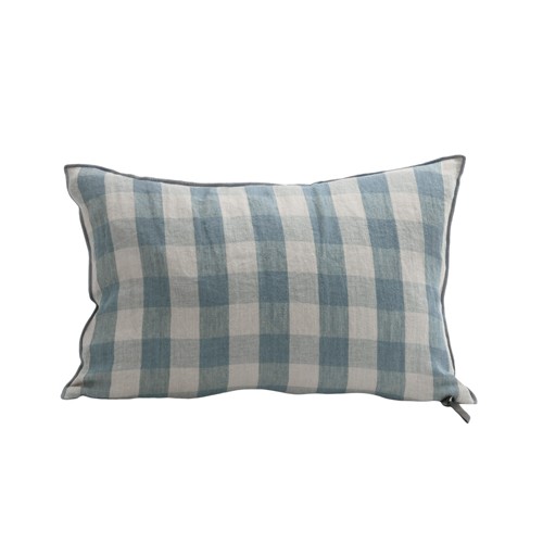 Cojín lino lavado Frangé Vichy Cottage Nuage
