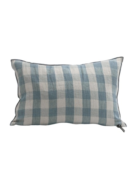 Cojín lino lavado Frangé Vichy Cottage Nuage