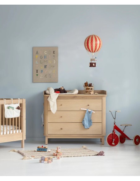 Cómoda infantil en roble con 3 cajones