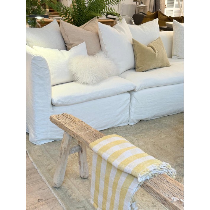 Plaid Vice Versa Frangé Vichy Cottage Paille