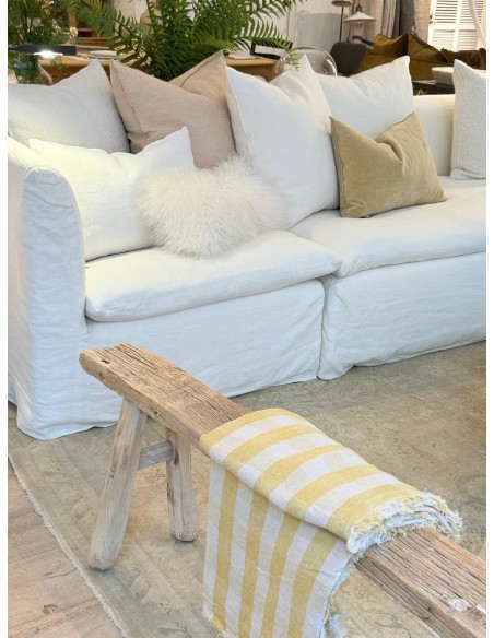 Plaid Vice Versa Frangé Vichy Cottage Paille