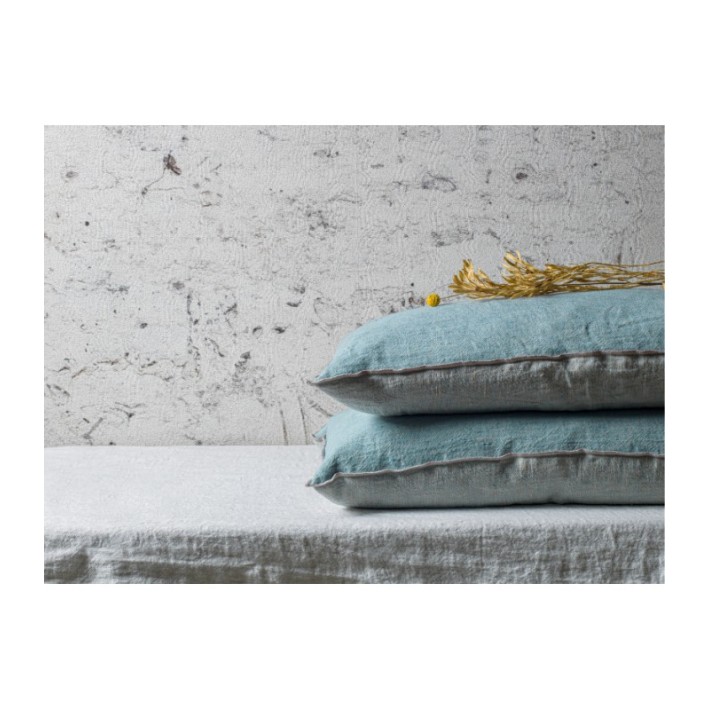 Cojín Vice Versa Lino Lavado Arrugado Aqua/Givre
