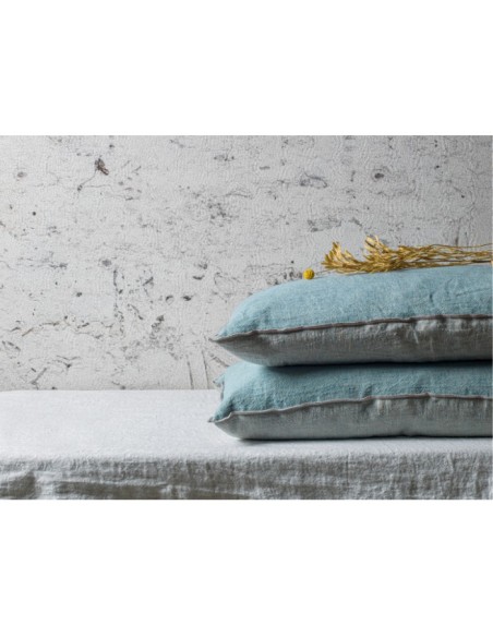 Cojín Vice Versa Lino Lavado Arrugado Aqua/Givre