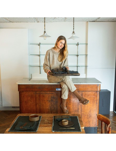 Mantel individual Jasper Place Faded Black