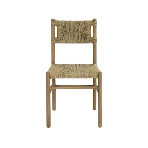Silla de roble con respaldo de ratán