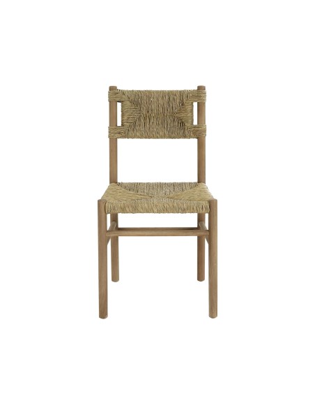 Silla de roble con respaldo de ratán