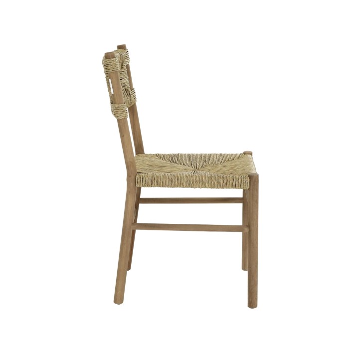 Silla de roble con respaldo de ratán