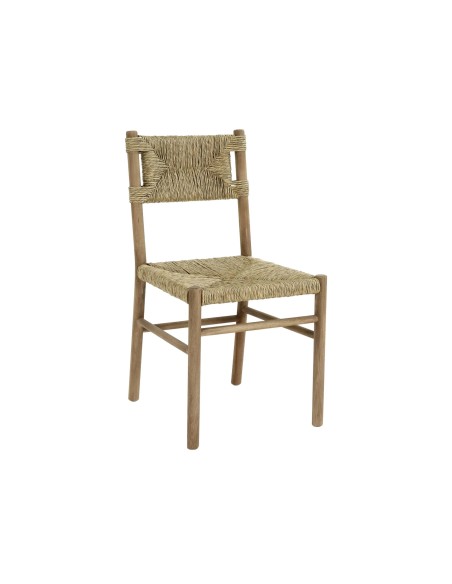 Silla de roble con respaldo de ratán