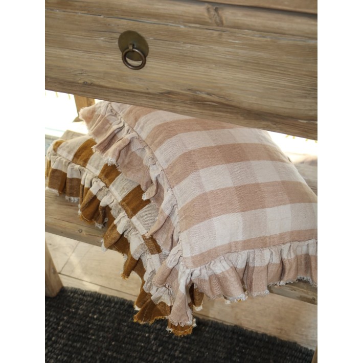 Funda de almohada Boho Frangé Vichy Cottage...
