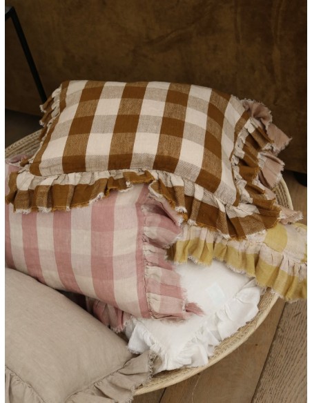copy of Funda de almohada Boho Frangé Vichy Cottage Bois de Rose