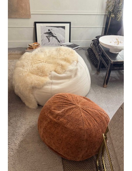 copy of Pouf Burbuja Jacquard Lino Lavado kilim Rosa Viejo