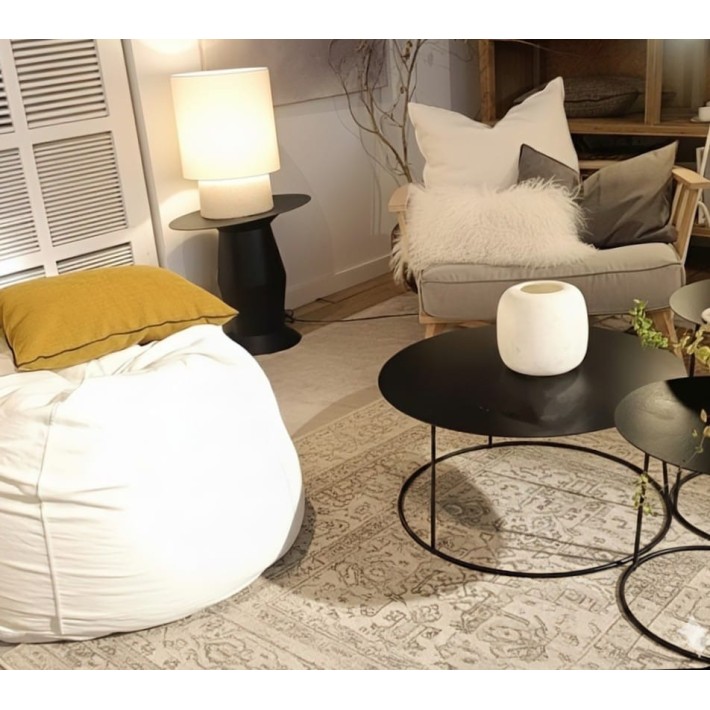 Pouf  Lino Lavado Blanco