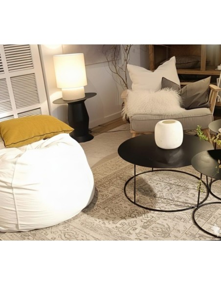 Pouf  Lino Lavado Blanco