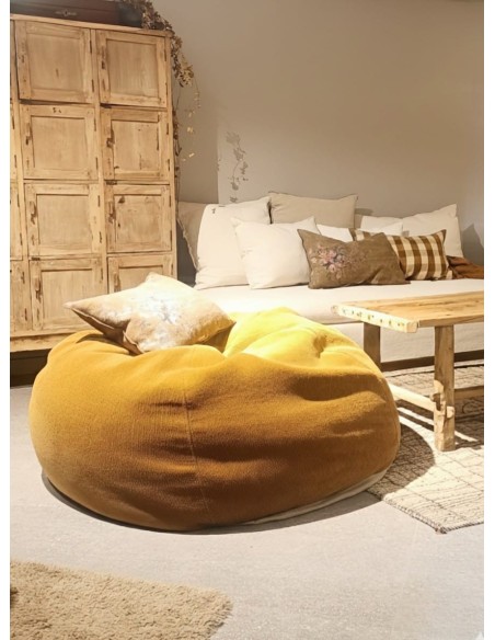 Pouf Bulle Vintage Chenille Ambre