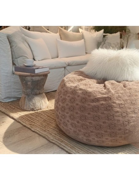 copy of Pouf Burbuja Jacquard Lino Lavado kilim Rosa Viejo
